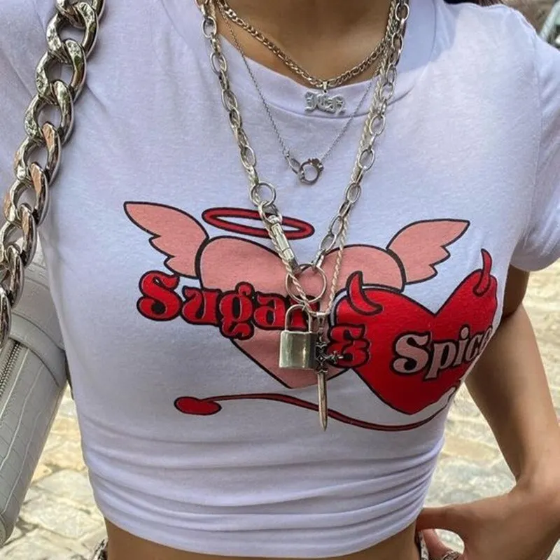 Women Cropped T-shirt Slim-fit Sexy Short Sleeve Crop Top Cartoon-letter Print O-neck Patchwork Streetwear Breathable Tees 2023
Women Cropped T-shirt Slim-fit Sexy Short Sleeve Crop Top Cartoon-letter Print O-neck Patchwork Streetwear Breathable Tees 2023