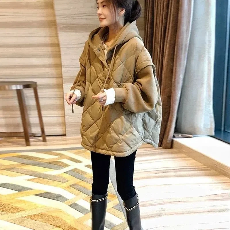 Diamond Lattice Fake Two Thin Pullover Hoodie Female 2023 Autumn and Winter New Hooded Loose Everything Simple Cotton Coat
Diamond Lattice Fake Two Thin Pullover Hoodie Female 2023 Autumn and Winter New Hooded Loose Everything Simple Cotton Coat