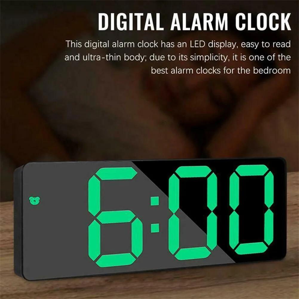 LED Digital Alarm Clock Large Screen Display Mirror Alarm Clock Electronic Desk Watch Wake Up Clock Battery/USB Power Supply
LED Digital Alarm Clock Large Screen Display Mirror Alarm Clock Electronic Desk Watch Wake Up Clock Battery/USB Power Supply