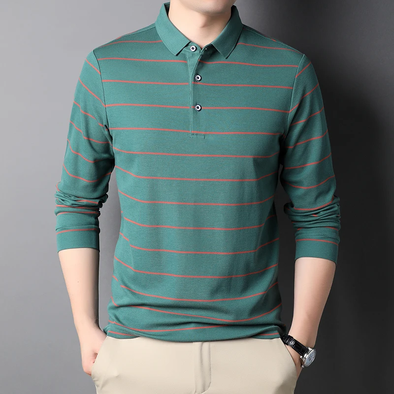 100%Cotton Mens Polo Shirts Slim Fit Korean Fashion Casual Long Sleeve High End Soft Lapel New Striped Spring Autumn Tops Tees
100%Cotton Mens Polo Shirts Slim Fit Korean Fashion Casual Long Sleeve High End Soft Lapel New Striped Spring Autumn Tops Tees
