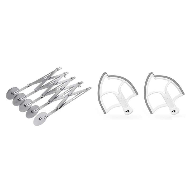 1X 5-Wheel Pastry Cutter Pizza Cutter Multi Wheel & 2 Pcs Flex Edge Beater For Kitchenaid 6Qt Tilt-Head Stand Mixer
1X 5-Wheel Pastry Cutter Pizza Cutter Multi Wheel & 2 Pcs Flex Edge Beater For Kitchenaid 6Qt Tilt-Head Stand Mixer