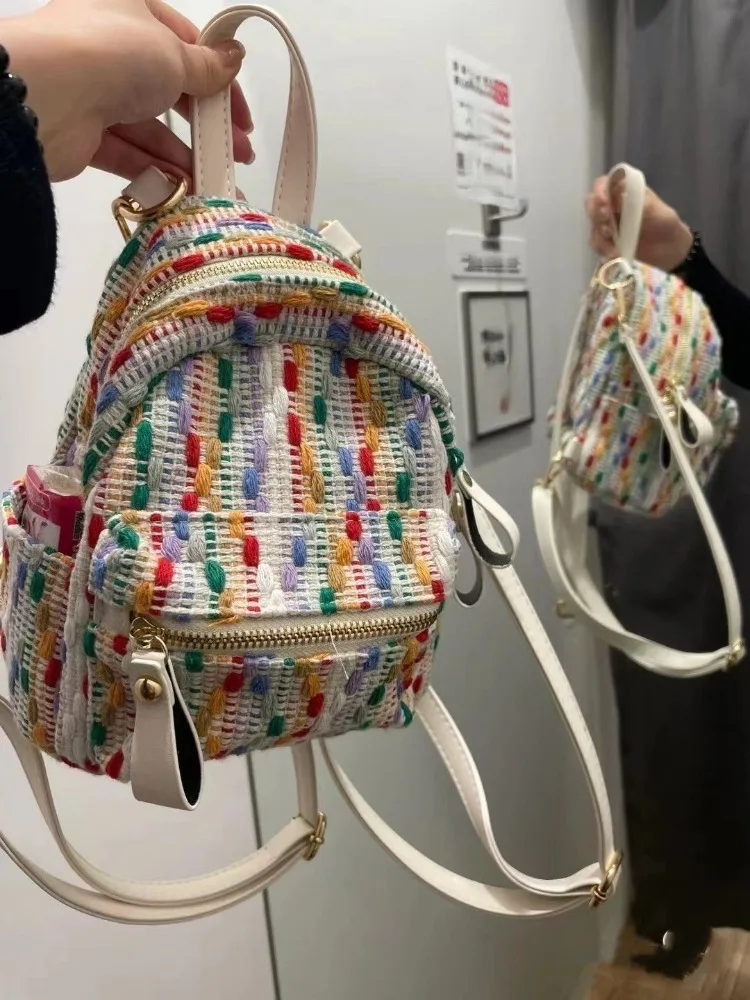 Y2k Sweet Rainbow Knitted Bacppacks Girl Vintage Fashion Zipper Bag for Women New Female College Student School Bookbag
Y2k Sweet Rainbow Knitted Bacppacks Girl Vintage Fashion Zipper Bag for Women New Female College Student School Bookbag