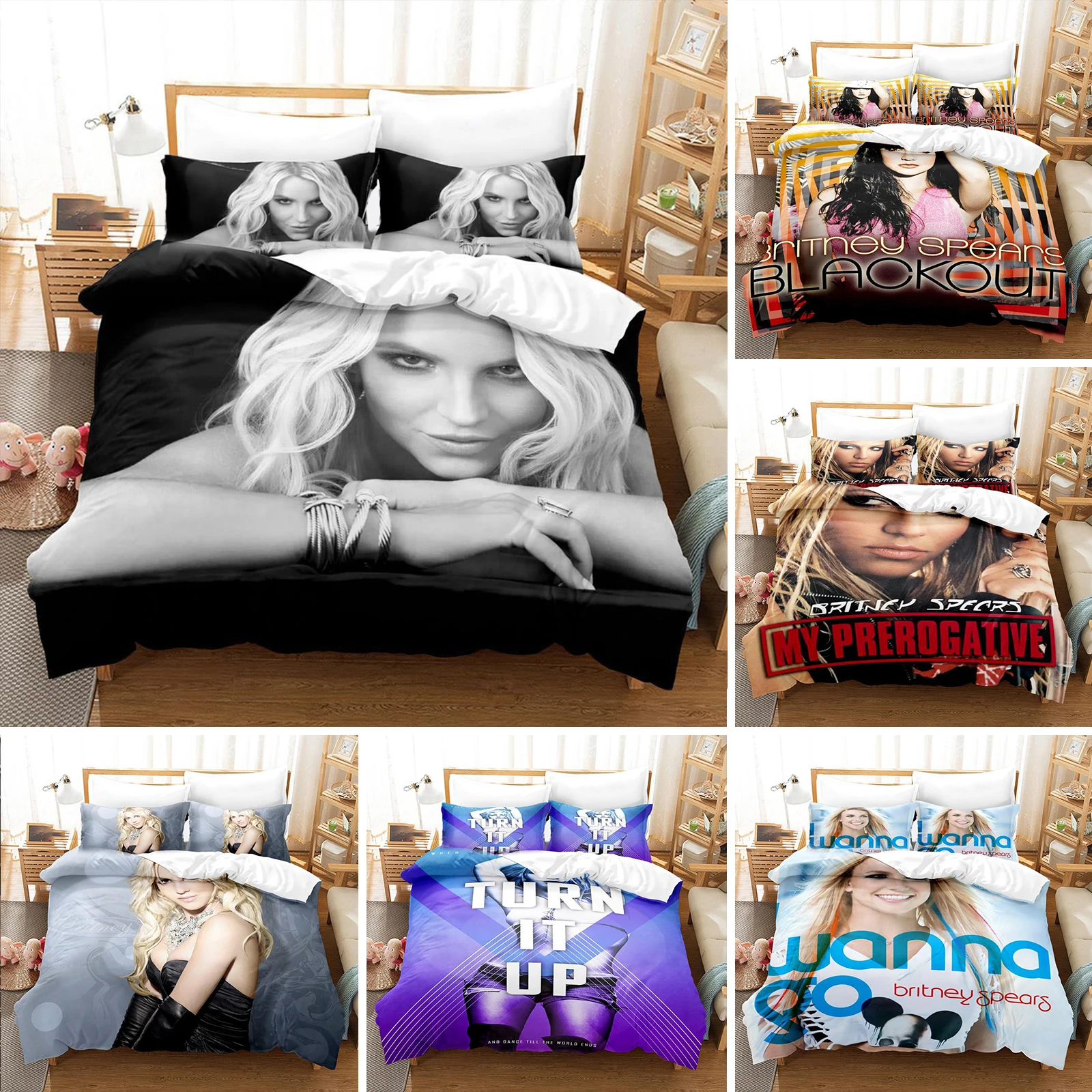 

3D Printed Britney Spears Bedding Set Pillowcase Duvet Cover 3Pcs Double Twin Full Queen King Adult Kids Bedclothes Quilt Cover