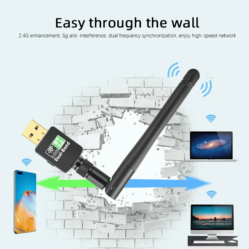 600M USB WIFI bluetooth-compatible 5.0 Adapter Dual Band 2.4G/5Ghz Wireless Wi-Fi Network Card
600M USB WIFI bluetooth-compatible 5.0 Adapter Dual Band 2.4G/5Ghz Wireless Wi-Fi Network Card