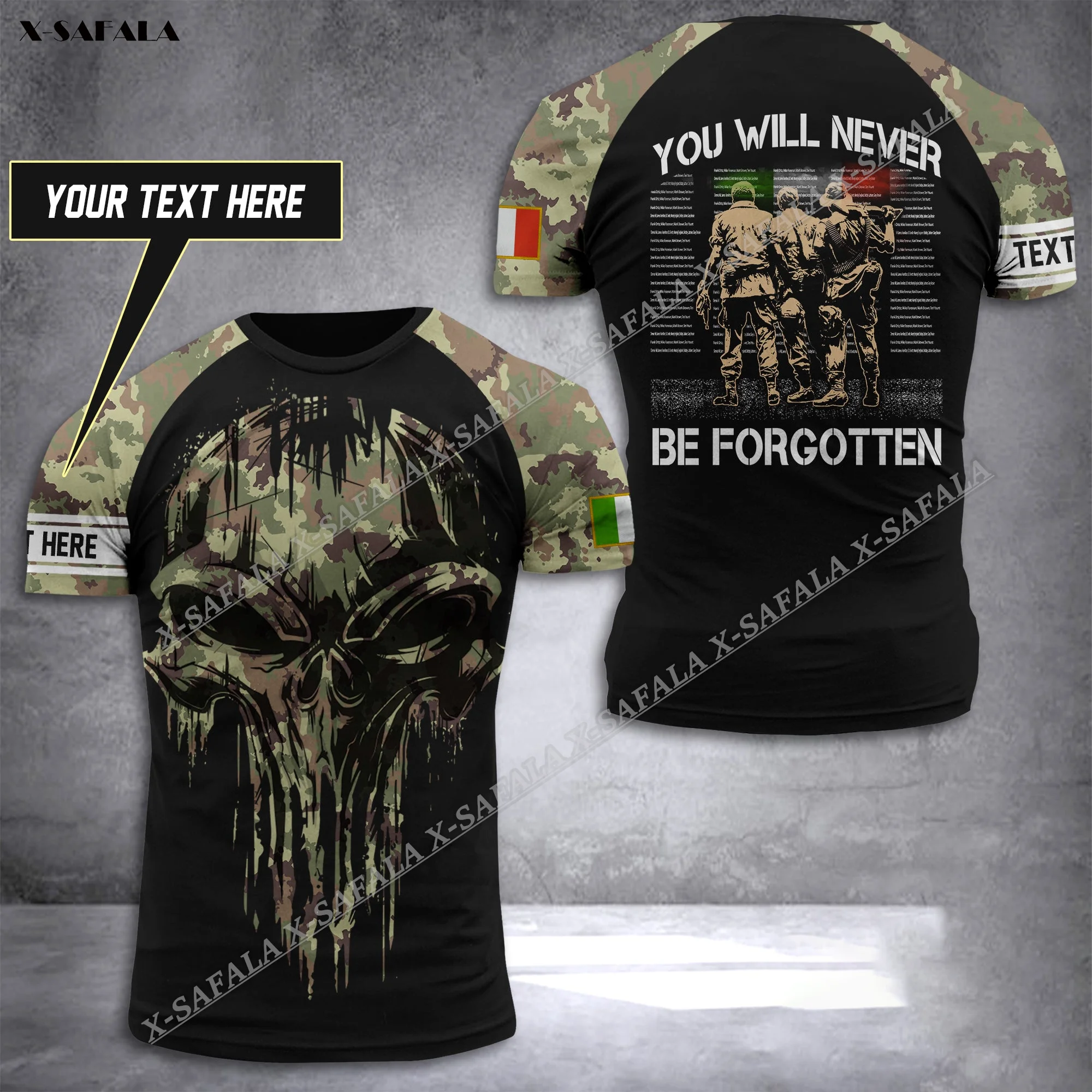French Hungarian Italian Band Brother Skull British Soldier ARMY Camo VETERAN Flag 3D Print T Shirt Men Top Tee Breathable
French Hungarian Italian Band Brother Skull British Soldier ARMY Camo VETERAN Flag 3D Print T Shirt Men Top Tee Breathable