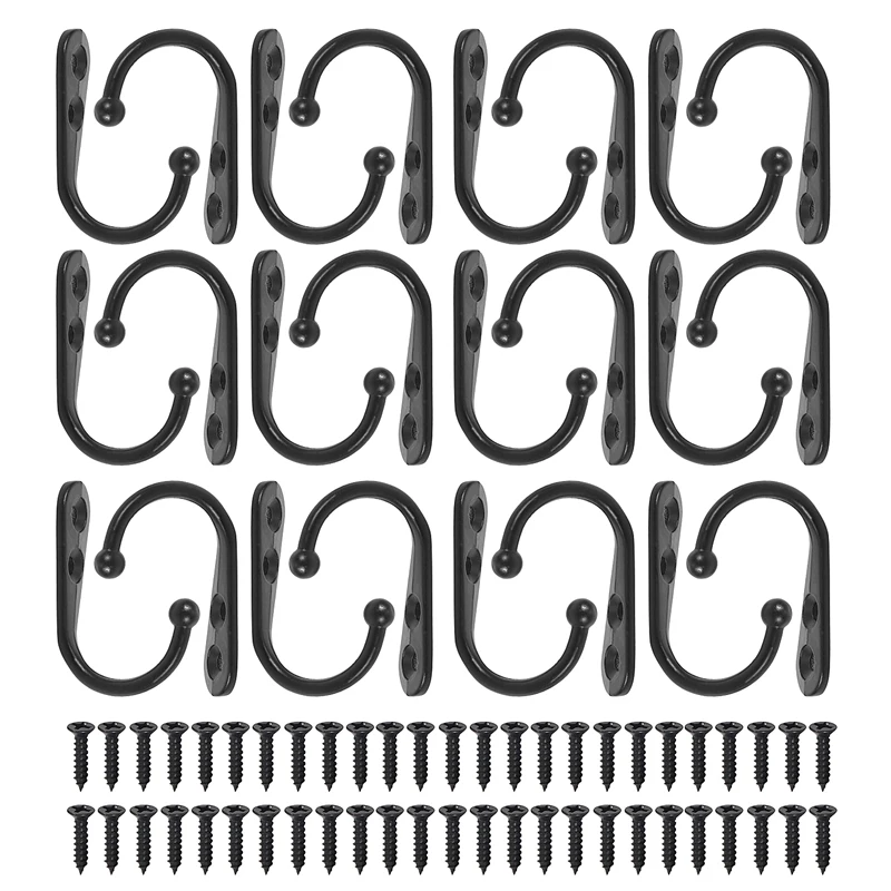 24 Pieces Coat Hooks Wall Mounted Robe Hook Single Coat Hanger No Scratch and 50 Pieces Screws Black
24 Pieces Coat Hooks Wall Mounted Robe Hook Single Coat Hanger No Scratch and 50 Pieces Screws Black