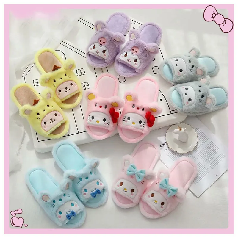 Sanrios Kawaii 35-38Size Cartoon Cute Rabbit Plush My Melody Kuromi Cinnamoroll Pachacco Kitty Open Toe Fish Mouth Home Slippers
Sanrios Kawaii 35-38Size Cartoon Cute Rabbit Plush My Melody Kuromi Cinnamoroll Pachacco Kitty Open Toe Fish Mouth Home Slippers