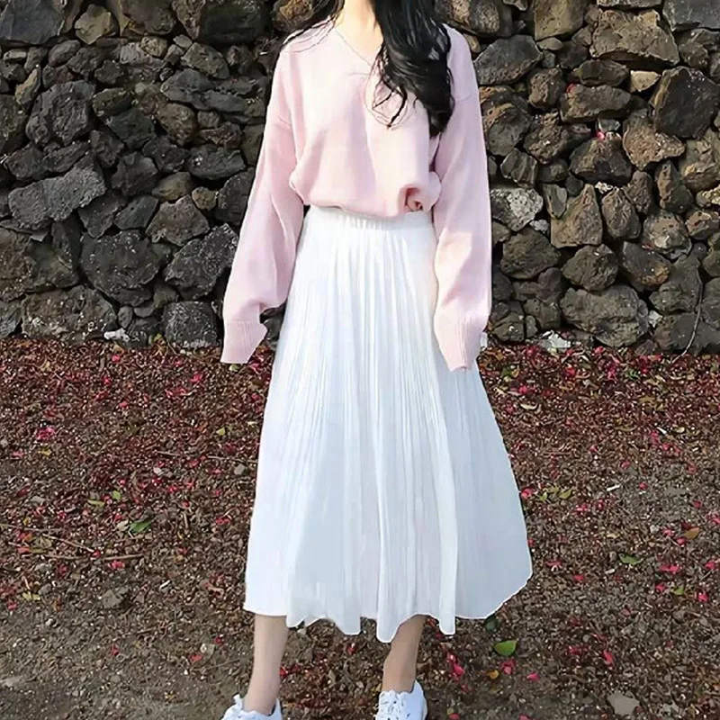 Vintage High Waist Elastic Pleated Skirt Spring Summer Women Chiffon Skirts Patchwork White Black Long A-Line Skirt
Vintage High Waist Elastic Pleated Skirt Spring Summer Women Chiffon Skirts Patchwork White Black Long A-Line Skirt