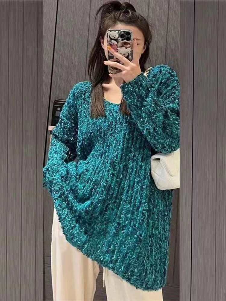 Oversized Sweater Autumn Winter 2023 V-Neck Knitting Pullover Fashionable Street Style Women's Long Sleeve Top LOOSE Pullover 
Oversized Sweater Autumn Winter 2023 V-Neck Knitting Pullover Fashionable Street Style Women's Long Sleeve Top LOOSE Pullover