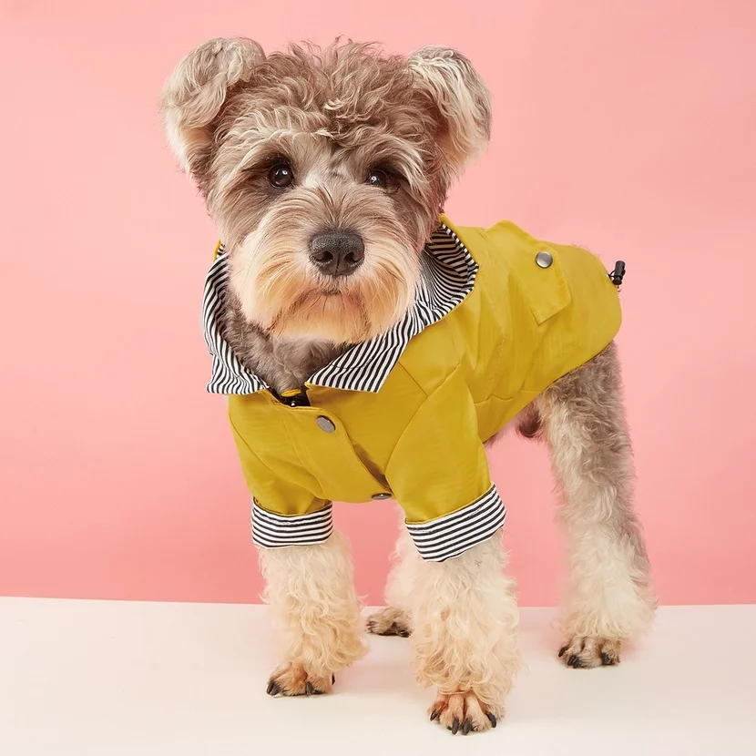 Fashion Pet Dog Raincoat Windproof Rainproof Yellow Puppy Hoodies Jacket Multi-size Suitable for Large Medium Small Clothes | Дом и сад