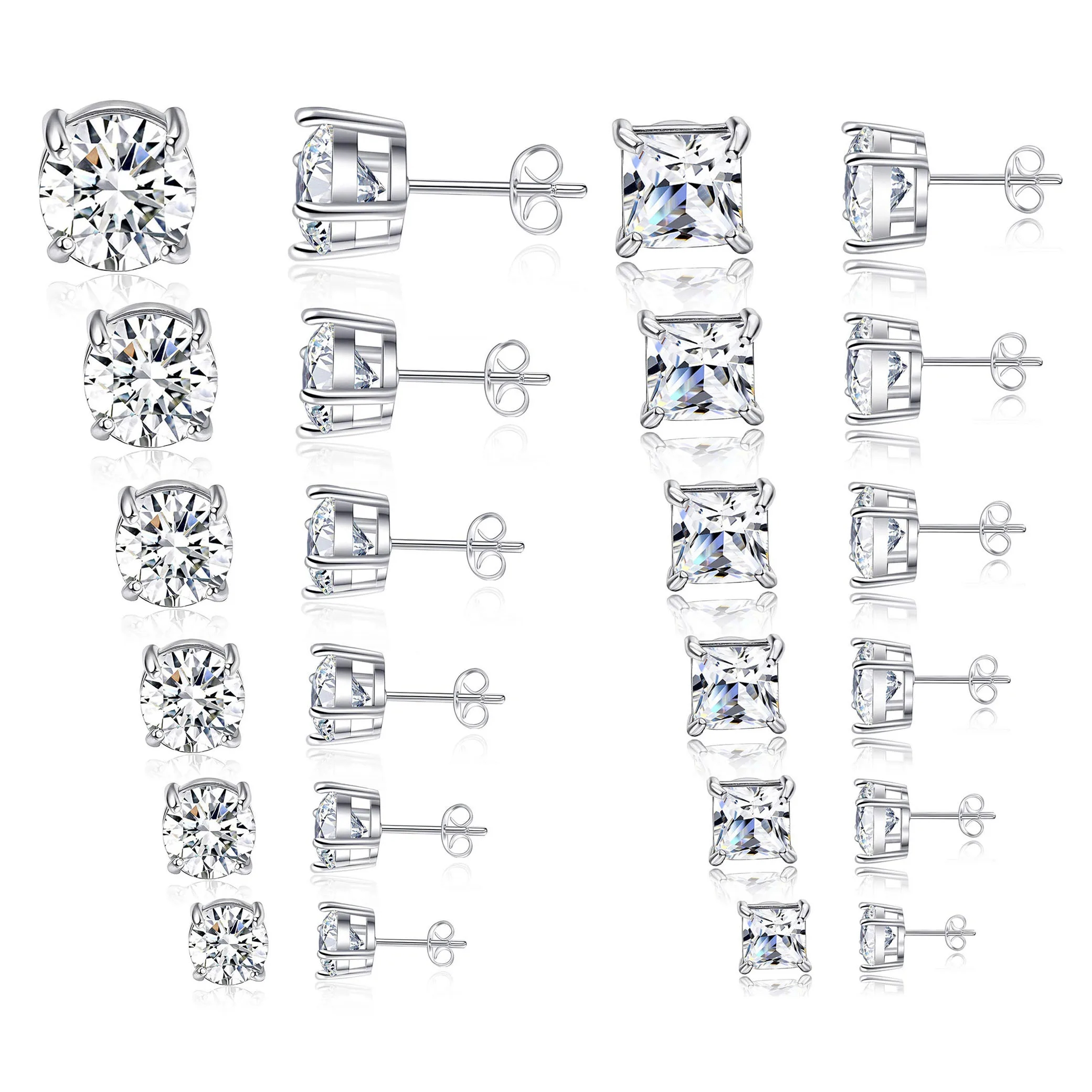 6 Pairs 20G Stainless Steel Stud Earrings Square Cubic Zirconia Earring Set For Men Women 3MM-8MM Silver Tone
6 Pairs 20G Stainless Steel Stud Earrings Square Cubic Zirconia Earring Set For Men Women 3MM-8MM Silver Tone