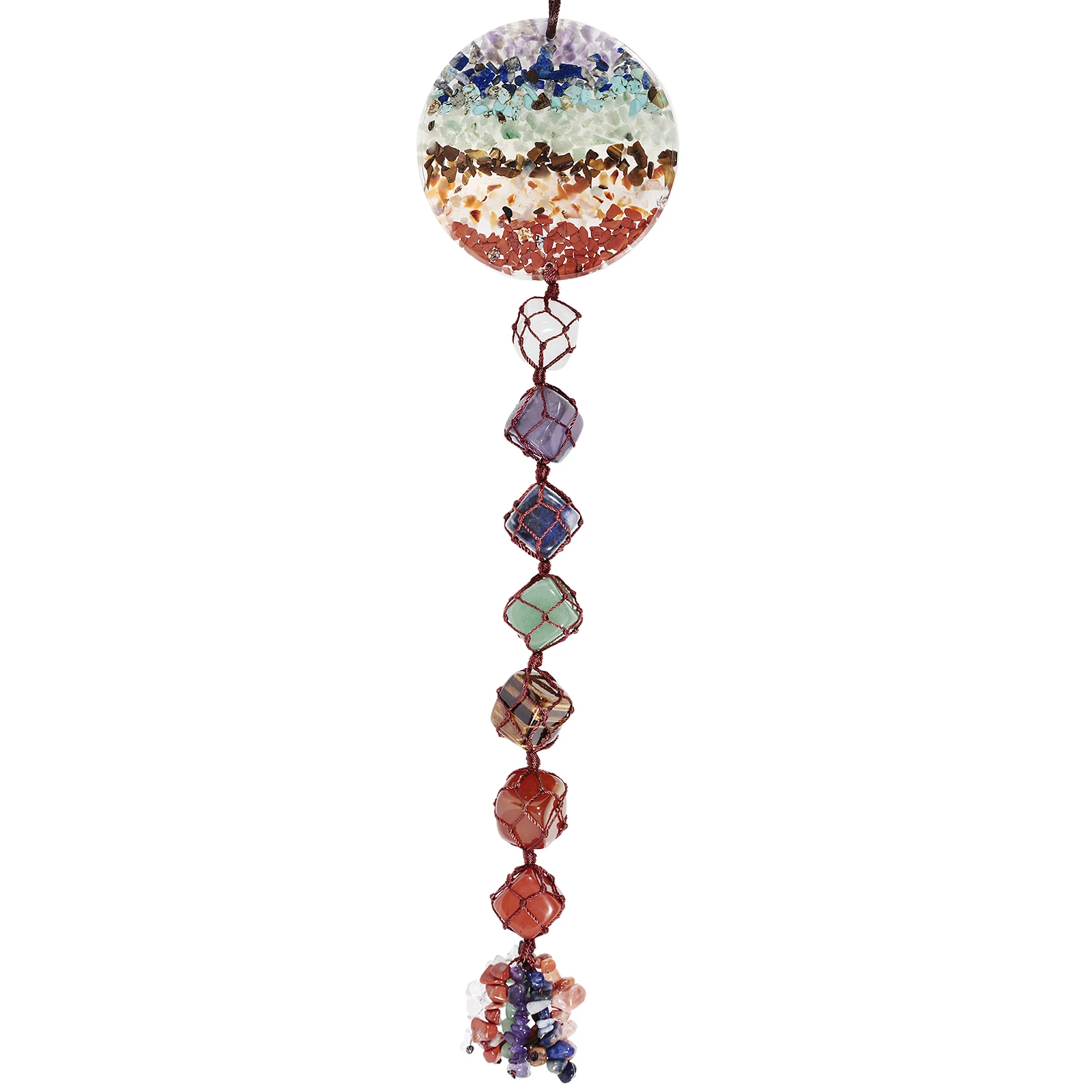7 Chakra Crystal Stone Resin Slice Wall Hanger Tumbled Gemstones Hanging Ornament For Wall Window Home Decor
7 Chakra Crystal Stone Resin Slice Wall Hanger Tumbled Gemstones Hanging Ornament For Wall Window Home Decor