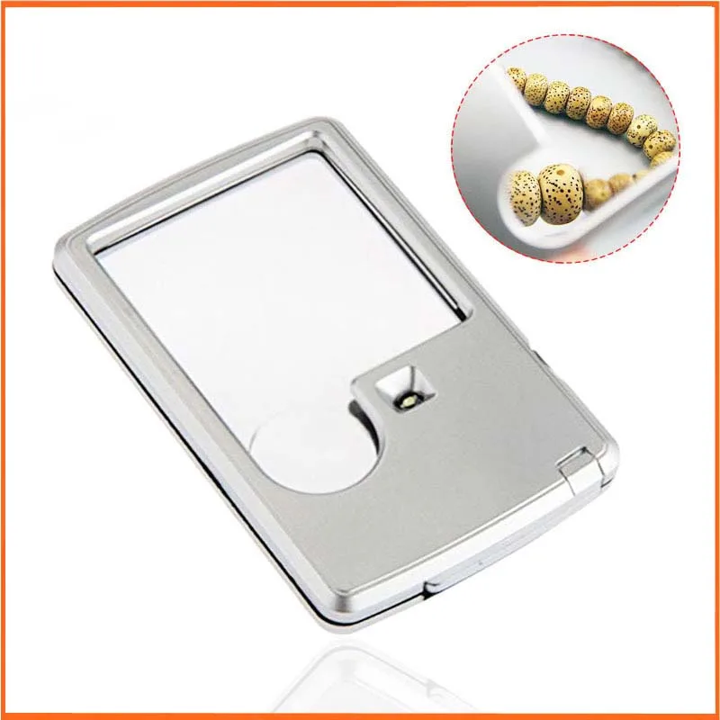 3X 6X Plastic LED Illuminated Old Man Reading Magnifying Glass with Lamps Jeweler's Loupe Pocket Credit Card Style Magnifier
3X 6X Plastic LED Illuminated Old Man Reading Magnifying Glass with Lamps Jeweler's Loupe Pocket Credit Card Style Magnifier