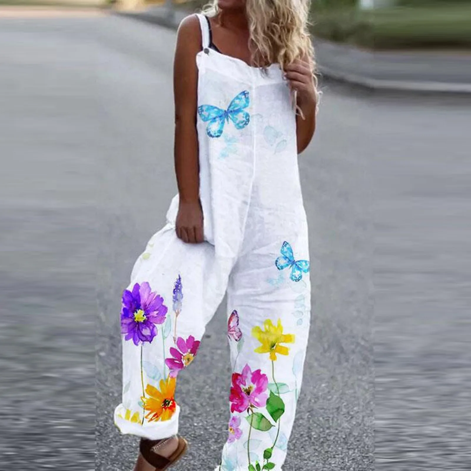 Ladies Leisure Jumpsuit Sleeveless Loose Long Suspender Overalls Trousers Pockets Bib Pants Summer Fashion Printed Romper
Ladies Leisure Jumpsuit Sleeveless Loose Long Suspender Overalls Trousers Pockets Bib Pants Summer Fashion Printed Romper