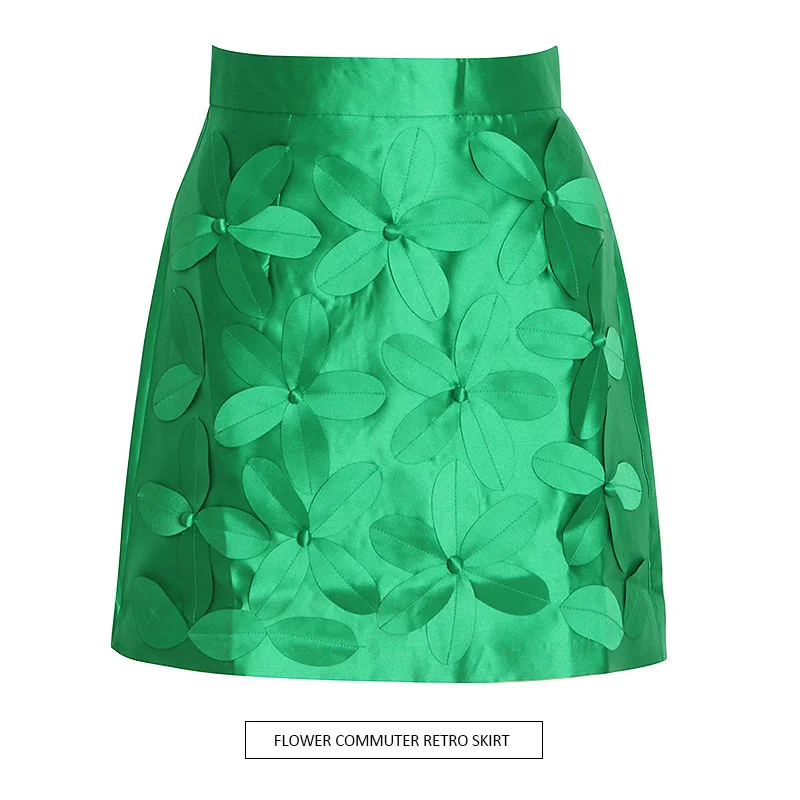 Designer Flower Mini Skirt A-line 2022 Summer New Fashion Solid Color High Waist Fashion Green Appliques Short Skirts Women
Designer Flower Mini Skirt A-line 2022 Summer New Fashion Solid Color High Waist Fashion Green Appliques Short Skirts Women