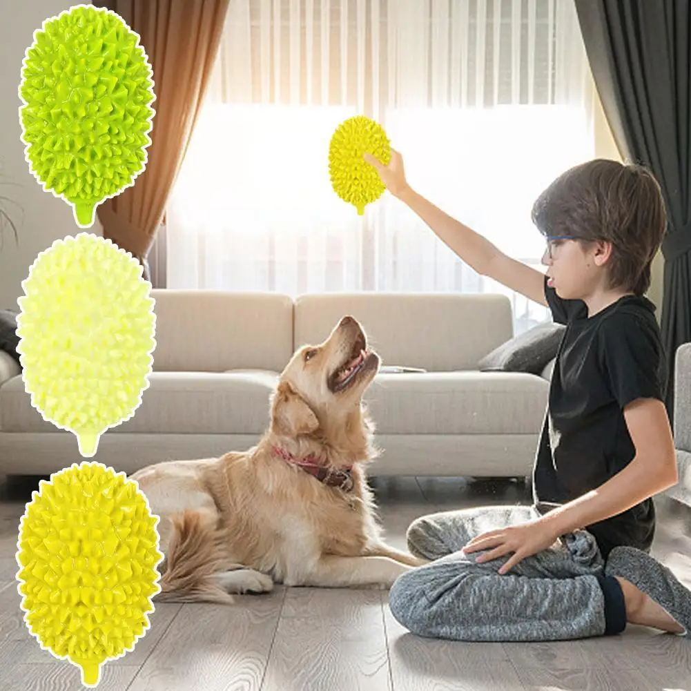 

Pet Squeak Toys TPR Durian Shape Dogs Chewing Toy For Puppy Teething Interactive Dog Training Playing Chewing Toys Pet Supp O9P5