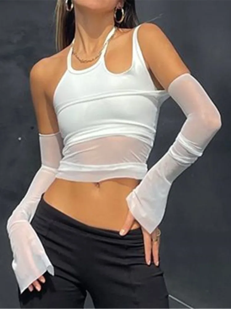 Y2K Mesh Sheer Spliced Tops and Blouses Women Off Shoulder Long Sleeve Halter Crop Tops Summer Goth Sexy Casual Shirts Female
Y2K Mesh Sheer Spliced Tops and Blouses Women Off Shoulder Long Sleeve Halter Crop Tops Summer Goth Sexy Casual Shirts Female