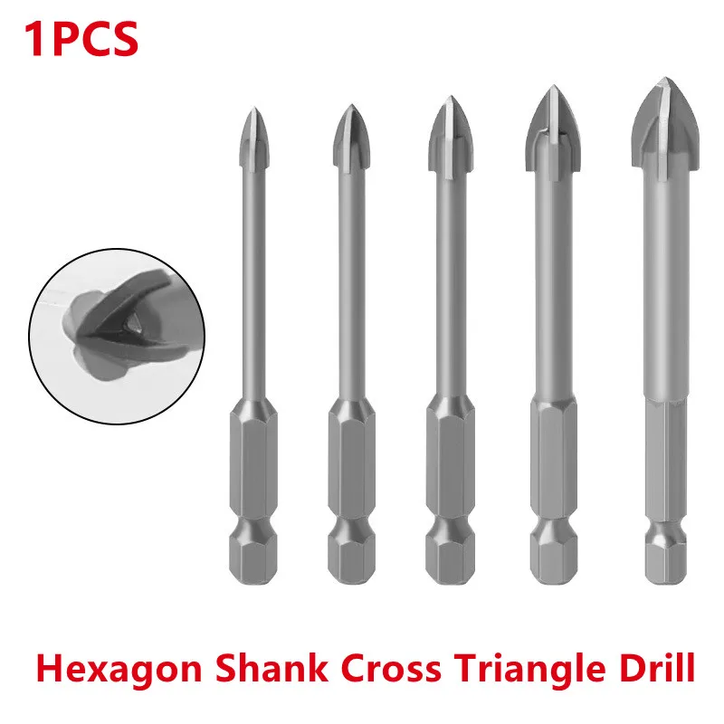 

1PCS 4/5/6/8/10MM Glass Concrete Drill Bit Alloy Carbide Point with Cutting Edges Tile Glass Cross Spear Head Hex Drill Bits