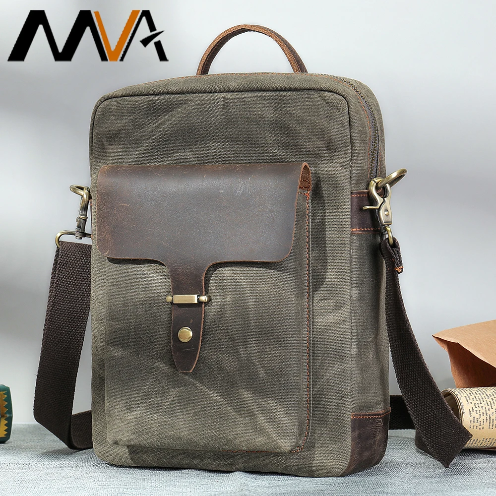 Мужская Наплечная Сумка MVA из натуральной кожи, Холщовый мессенджер, Повседневная Слинг-сумка через плечо для отдыха 
Мужская Наплечная Сумка MVA из натуральной кожи, Холщовый мессенджер, Повседневная Слинг-сумка через плечо для отдыха