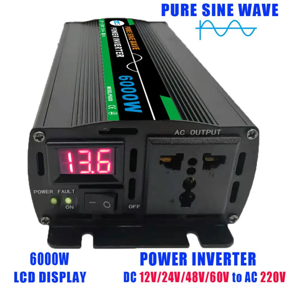 6000W Car Power Inverter LED Voltage Display 12V to AC 220V 110V Dual USB Converter Adapter Modified Sine Wave Car Inverter
6000W Car Power Inverter LED Voltage Display 12V to AC 220V 110V Dual USB Converter Adapter Modified Sine Wave Car Inverter