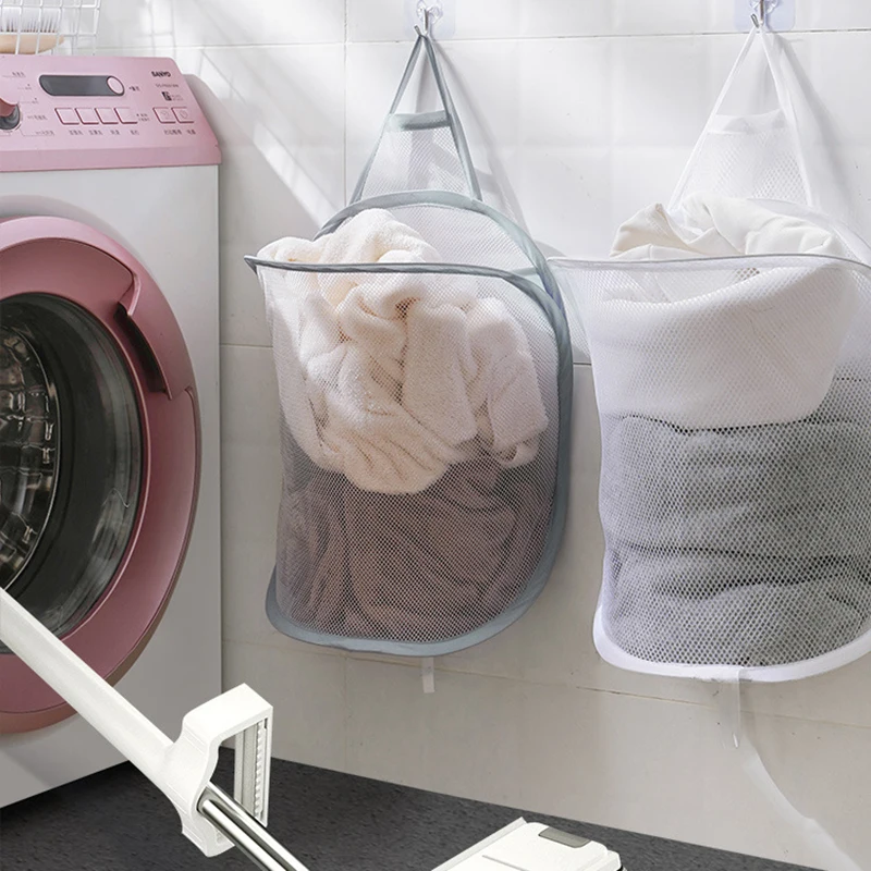 Folding Mesh Laundry Basket for Bathroom Balcony Portable Simple Hanging Storage Bag Clean Clothes Drain Storage Accessories
Folding Mesh Laundry Basket for Bathroom Balcony Portable Simple Hanging Storage Bag Clean Clothes Drain Storage Accessories
