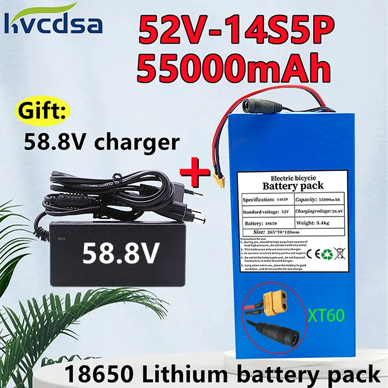 NEW 52v 14s5p 55000mah 18650 2000w lithium battery for balance car, electric bike, scooter, tricycle (with bms 58.8v 3a charger)
NEW 52v 14s5p 55000mah 18650 2000w lithium battery for balance car, electric bike, scooter, tricycle (with bms 58.8v 3a charger)