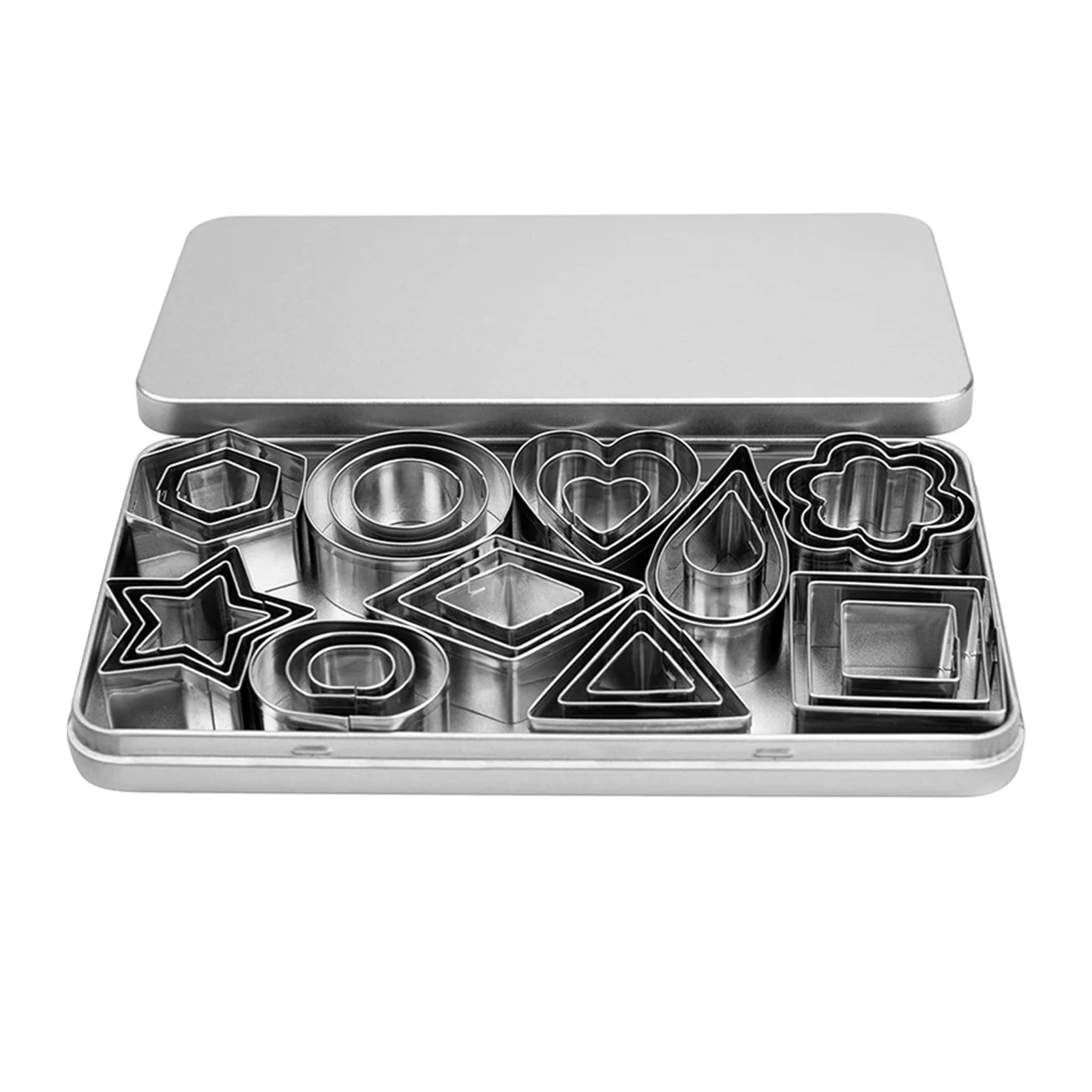 30pcs Baking Tool Biscuit Mold Home Kitchen Metal Heart Star Flower Hexagon Stainless Steel Cookie Cutters Square Triangle
30pcs Baking Tool Biscuit Mold Home Kitchen Metal Heart Star Flower Hexagon Stainless Steel Cookie Cutters Square Triangle