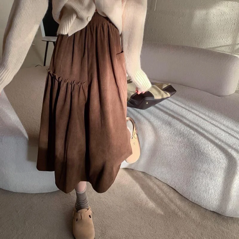 Skirt Women Corduroy Pleated Skirt New Fashion Retro All Match High Waist Self Cultivation College Style Mid Length A Line Skirt
Skirt Women Corduroy Pleated Skirt New Fashion Retro All Match High Waist Self Cultivation College Style Mid Length A Line Skirt