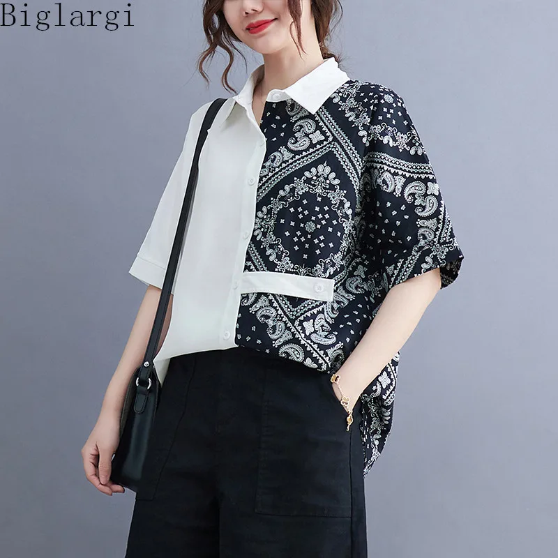 Женская шифоновая рубашка в стиле пэчворк, летняя повседневная Свободная рубашка с цветочным принтом, большие размеры, женские топы в Корей...
Женская шифоновая рубашка в стиле пэчворк, летняя повседневная Свободная рубашка с цветочным принтом, большие размеры, женские топы в Корей...