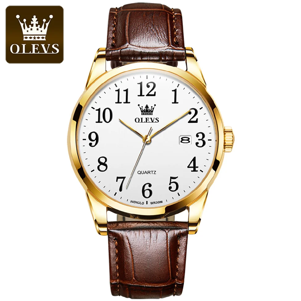 Original OLEVS 5566 Leather Strap Quartz Watch For Men& Ladies Big Number Dial Design Date Display Waterproof Elegant Wristwatch
Original OLEVS 5566 Leather Strap Quartz Watch For Men& Ladies Big Number Dial Design Date Display Waterproof Elegant Wristwatch