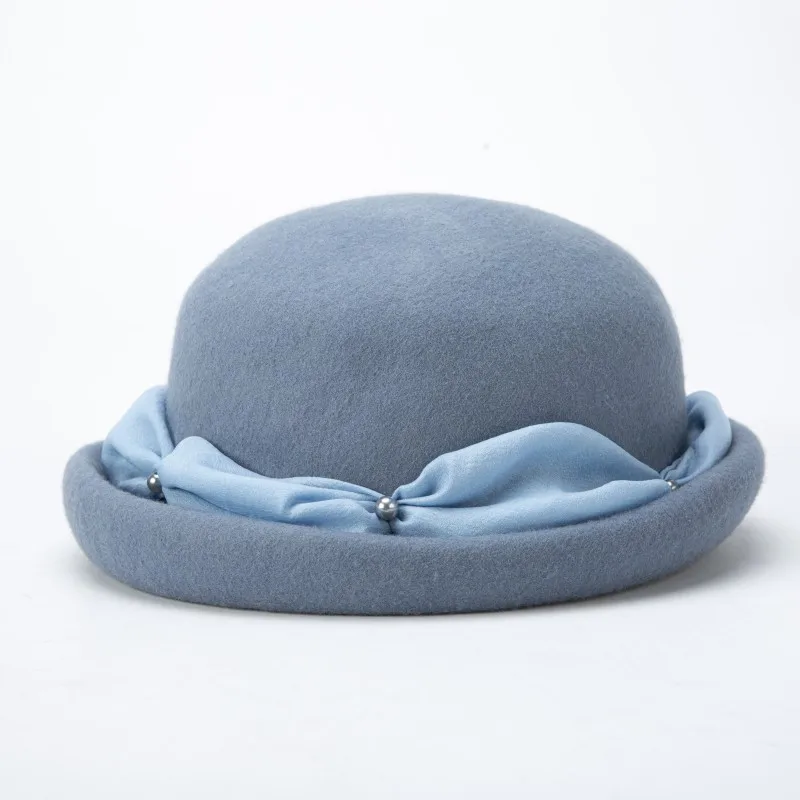 Winter Wool Fedora Hats For Women Elegant Curled Round Top Wool Felt Hat Beads Decorated Lady Vintage Black Church Cap
Winter Wool Fedora Hats For Women Elegant Curled Round Top Wool Felt Hat Beads Decorated Lady Vintage Black Church Cap