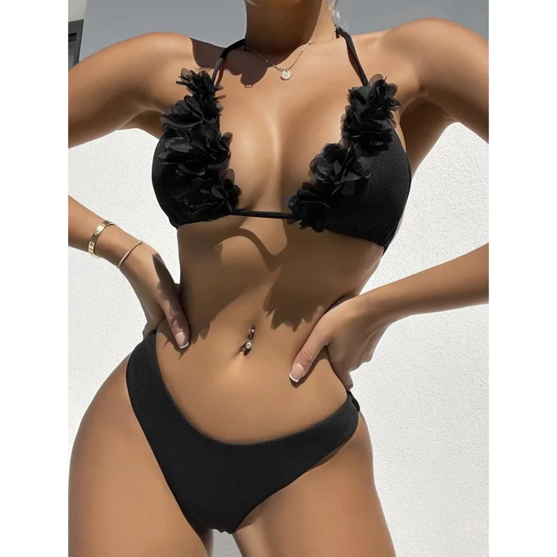 Женский купальный костюм из двух предметов, однотонное бикини с цветочным украшением и лямкой на шее, бюстгальтер + треугольные купальные т...
Женский купальный костюм из двух предметов, однотонное бикини с цветочным украшением и лямкой на шее, бюстгальтер + треугольные купальные т...