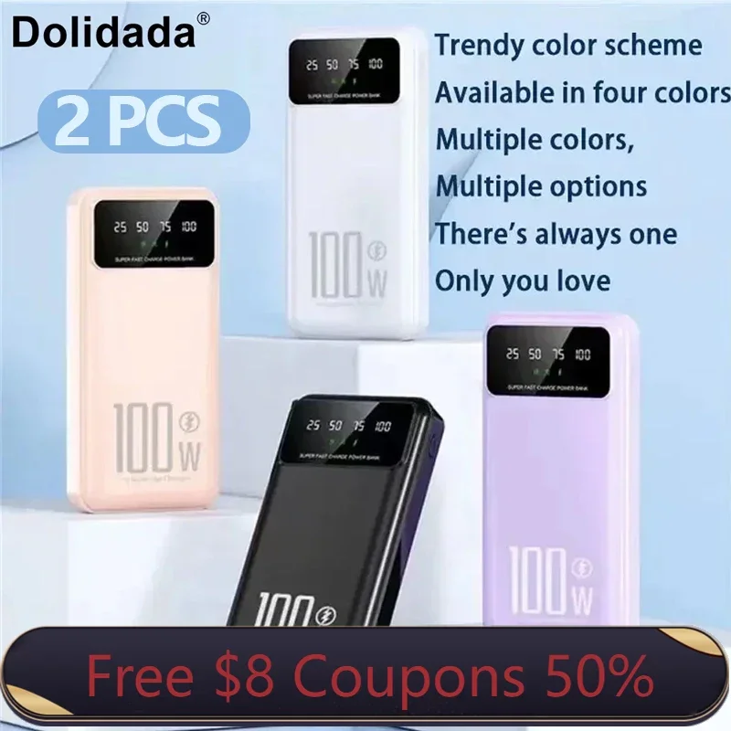 2 pcs 100000mAh Power Bank 100W Super Fast Charging Portable External Battery Charger For Iphone 14 13 Huawei Xiaomi Poverbank
2 pcs 100000mAh Power Bank 100W Super Fast Charging Portable External Battery Charger For Iphone 14 13 Huawei Xiaomi Poverbank