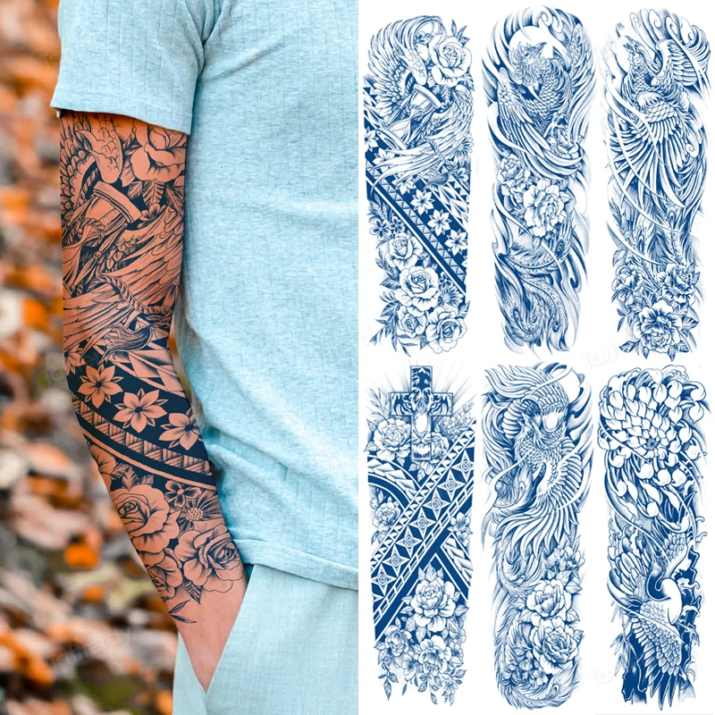 Временные тату-наклейки на всю руку, 3 шт./лот 
Временные тату-наклейки на всю руку, 3 шт./лот