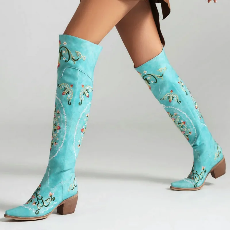 Fashion Embroidery Women Knee High Boots Wedges Chunky Heel Western Boots New 2024 Autumn Winter Cowboy Girl Boots Female Size43
Fashion Embroidery Women Knee High Boots Wedges Chunky Heel Western Boots New 2024 Autumn Winter Cowboy Girl Boots Female Size43