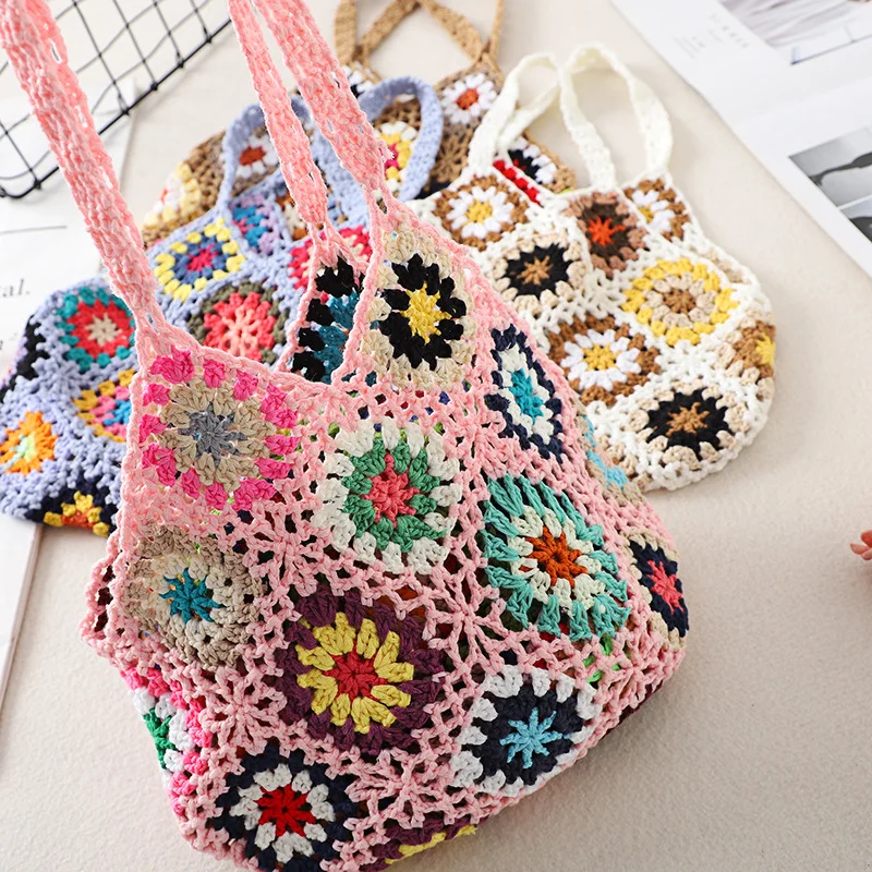 Designer Soft Knitting Shoulder Bags for Women 2022 Bohemian Flower Crochet Tote Hollow Woven Handbags and Purses Shopper Bags
Designer Soft Knitting Shoulder Bags for Women 2022 Bohemian Flower Crochet Tote Hollow Woven Handbags and Purses Shopper Bags