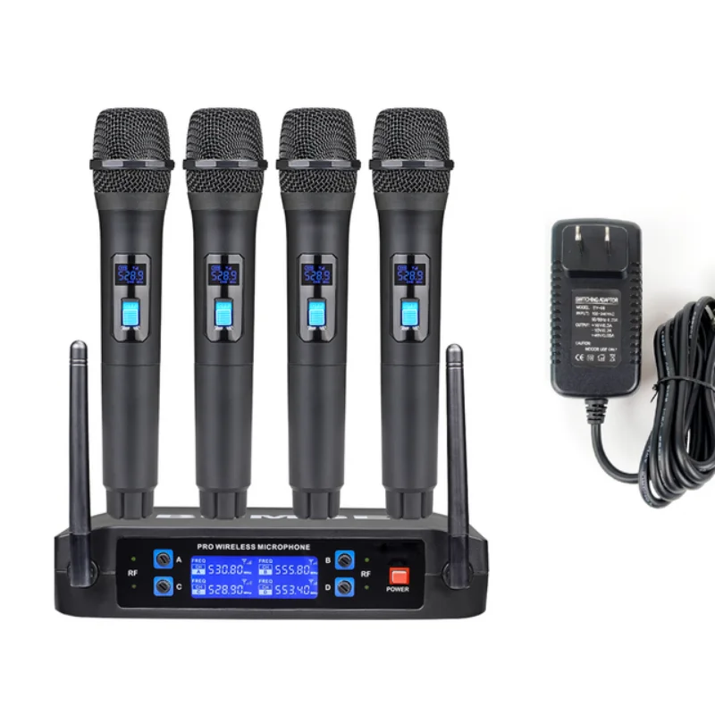 Лидер продаж, Профессиональный DJ 4-канальный беспроводной микрофон 
Лидер продаж, Профессиональный DJ 4-канальный беспроводной микрофон