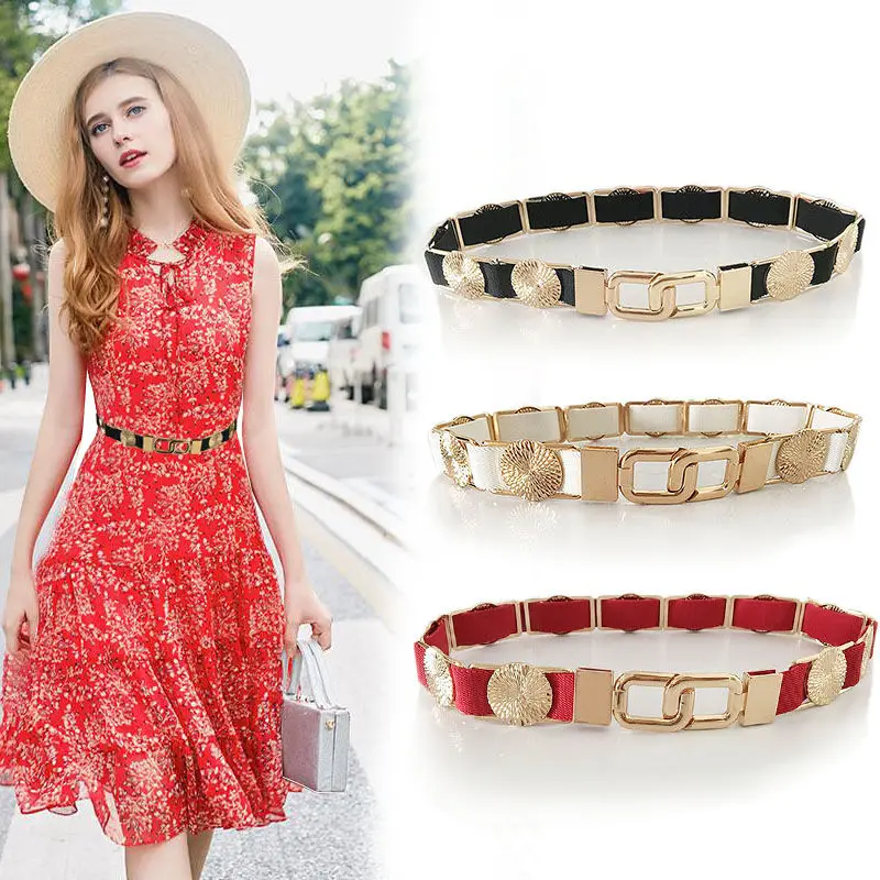 High Quality Gold Chain Belt Elastic Women's Elastic Belt Luxury Designer Big Flower Metal Kiting Gold Decoration Belt
High Quality Gold Chain Belt Elastic Women's Elastic Belt Luxury Designer Big Flower Metal Kiting Gold Decoration Belt