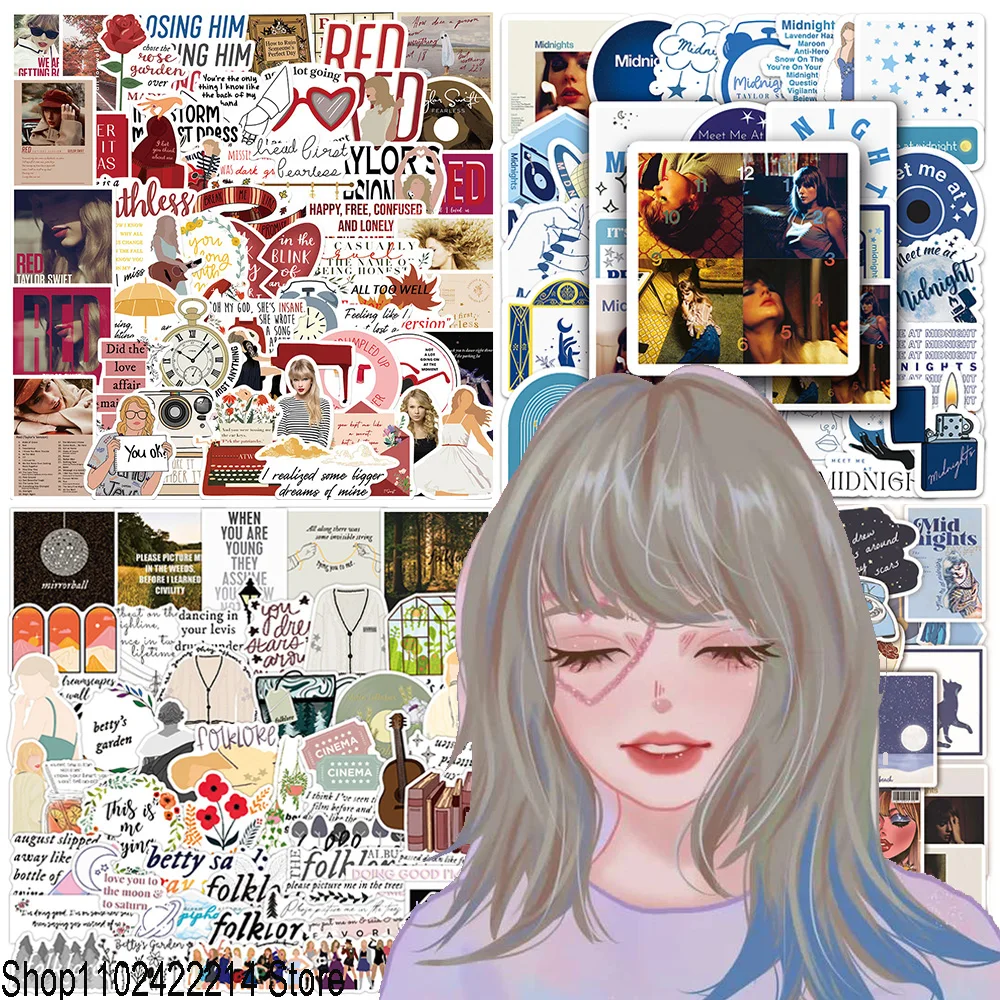 50/100pcs Midnights Taylor Alison Swift Stickers Red Fearless Waterproof Sticker Laptop Guitar Phone Car Bike Folklore Decal Toy
50/100pcs Midnights Taylor Alison Swift Stickers Red Fearless Waterproof Sticker Laptop Guitar Phone Car Bike Folklore Decal Toy