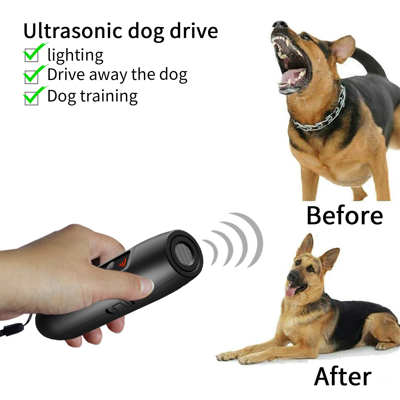 Ultrasonic LED Dog Repeller 3W Flashlight Pet Anti Barking Stop Portable Outdoor Handheld Trainer Three Gears Adjustable
Ultrasonic LED Dog Repeller 3W Flashlight Pet Anti Barking Stop Portable Outdoor Handheld Trainer Three Gears Adjustable