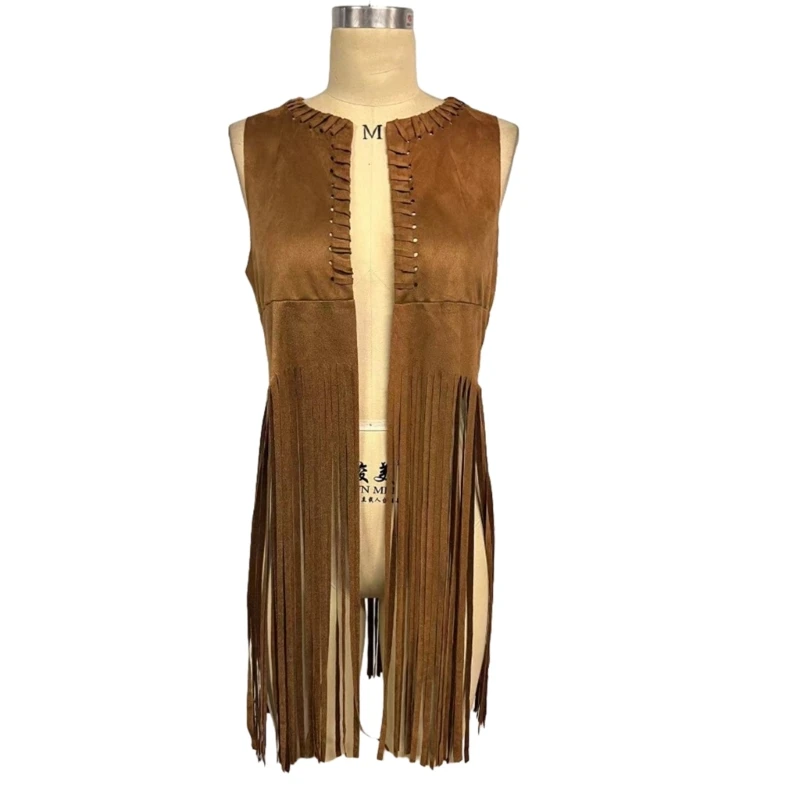 Fringe Vest Women Faux Suedes Cowgirl Costume Open Front Tassels Hippie Clothes Summer Cardigan Outwear Streetwear
Fringe Vest Women Faux Suedes Cowgirl Costume Open Front Tassels Hippie Clothes Summer Cardigan Outwear Streetwear