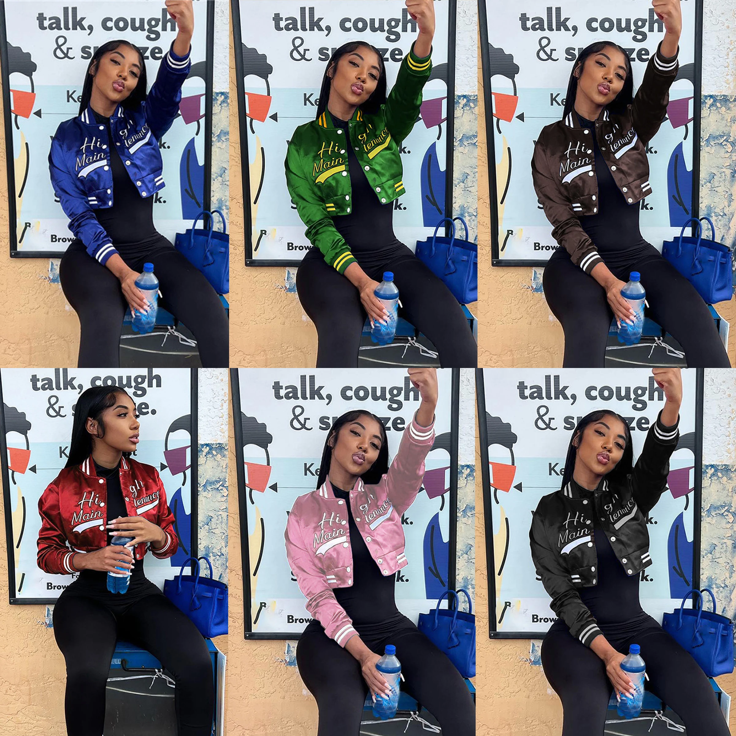 

2022 Cropped Cyber Y2K Streetwear Racing Bomber Winter Jackets Satin Coat Varsity Baseball Letterman Jacket Winter Clothes Women