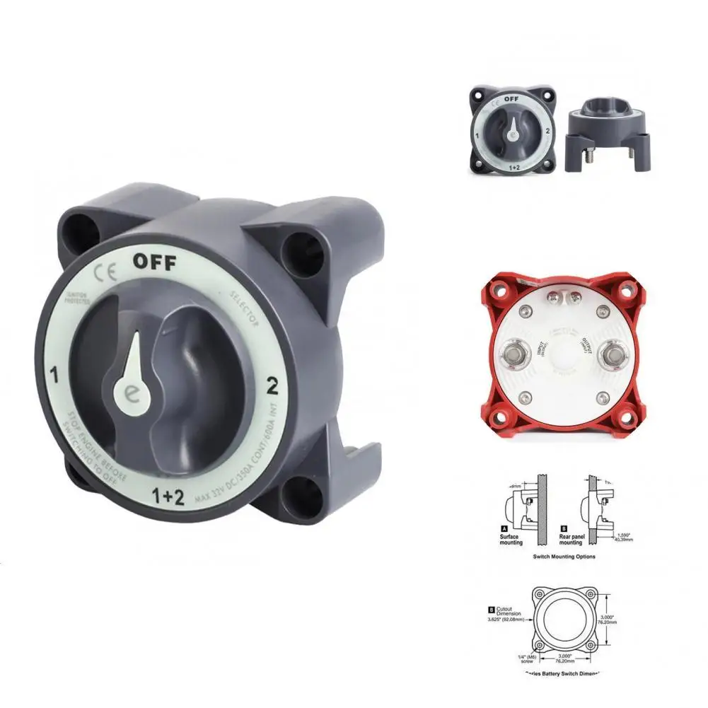 Durable Battery Switch Protective 12-48V 350A Battery Disconnect Switch Widely Use Battery Switch Selector
Durable Battery Switch Protective 12-48V 350A Battery Disconnect Switch Widely Use Battery Switch Selector