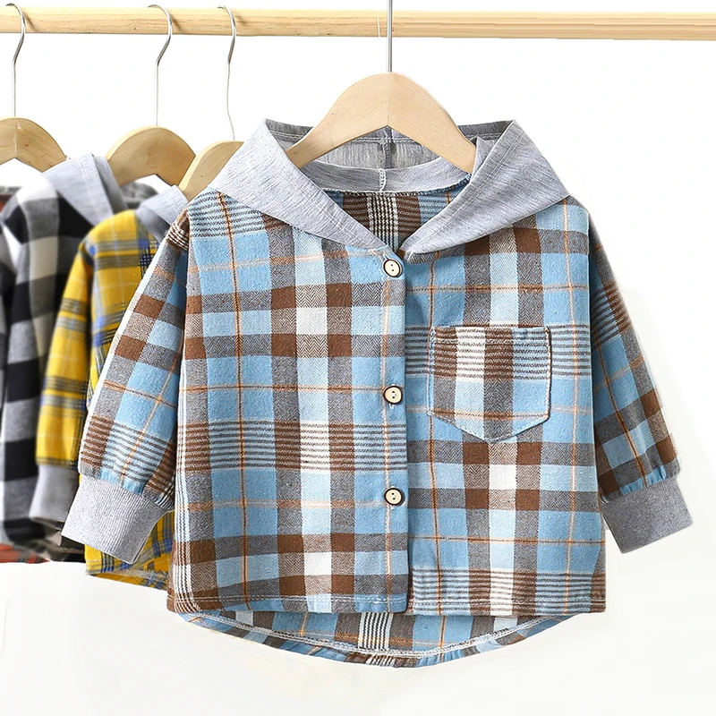 Детские рубашки с капюшоном, Детская клетчатая рубашка, блузка с длинным рукавом для подростков, хлопковая верхняя одежда, повседневные топ... 
Детские рубашки с капюшоном, Детская клетчатая рубашка, блузка с длинным рукавом для подростков, хлопковая верхняя одежда, повседневные топ...