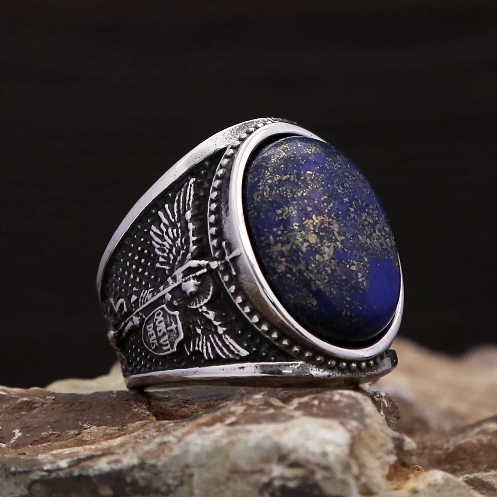 Men's Classic 316L Stainless Steel Vintage St Michael Ring Fashion Religious Pattern With Blue Zircon Exquisite Amulet Jewelry
Men's Classic 316L Stainless Steel Vintage St Michael Ring Fashion Religious Pattern With Blue Zircon Exquisite Amulet Jewelry