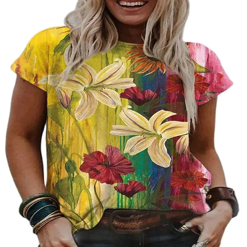 2021 New Women's Casual O-neck Women's Women's 3D Color Flower Abstract Printing Short-sleeved T-shirt
2021 New Women's Casual O-neck Women's Women's 3D Color Flower Abstract Printing Short-sleeved T-shirt