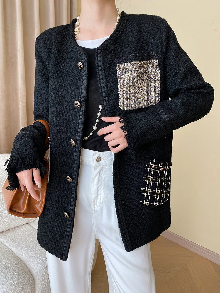 2023 New Autumn Color Block Woman Tweed Jacket Fashion Pockets Vintage Style Thick Tassel French Stitching Contrast Color Coat
2023 New Autumn Color Block Woman Tweed Jacket Fashion Pockets Vintage Style Thick Tassel French Stitching Contrast Color Coat