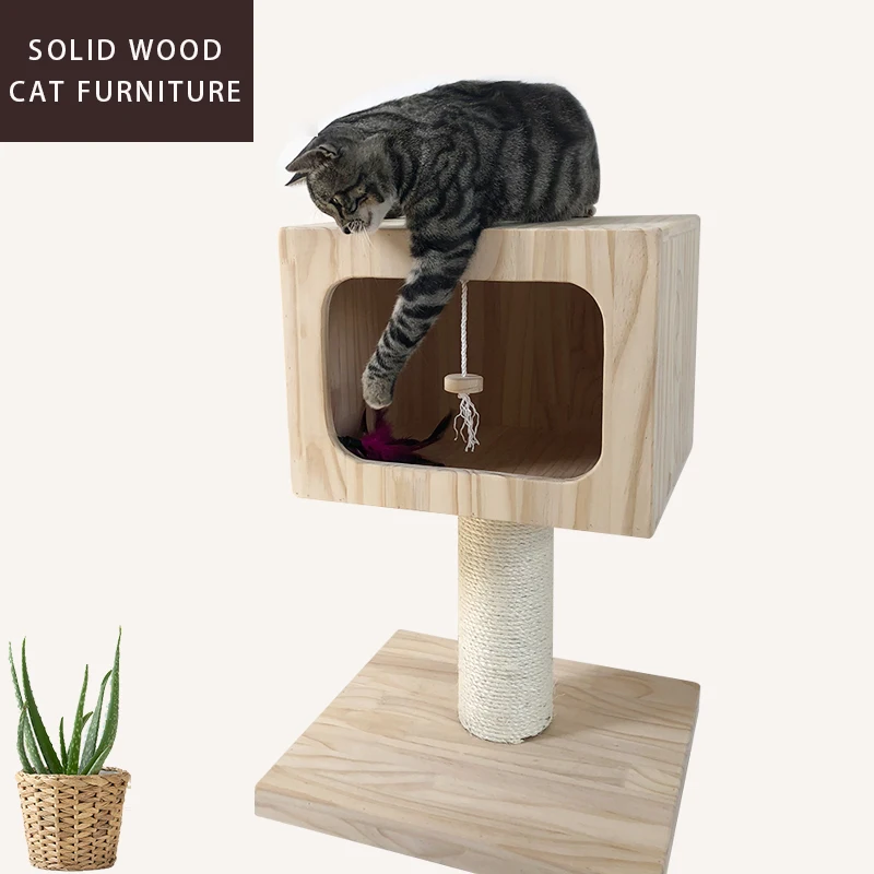 Solid wood simple cat tree tower house climbing rack small cat rack cat wooden with nest pure handmade cat furniture
Solid wood simple cat tree tower house climbing rack small cat rack cat wooden with nest pure handmade cat furniture