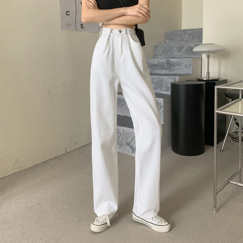 Woman White Jeans Spring Autumnr Fashion High Waist Wide Leg Denim Long Pant Retro Harajuku Straight Pant Streetwear 
Woman White Jeans Spring Autumnr Fashion High Waist Wide Leg Denim Long Pant Retro Harajuku Straight Pant Streetwear