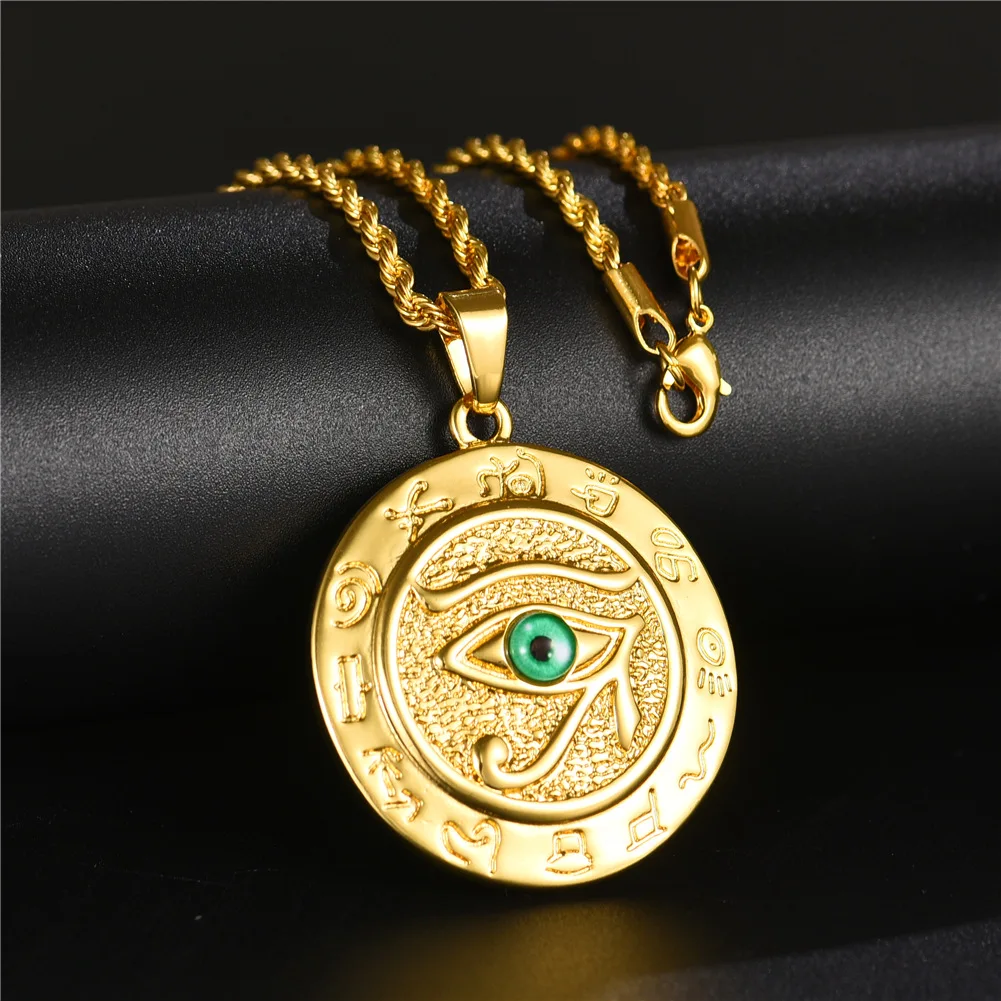 Eye of Horus Muslim Rune Pattern Round Pendant Necklace Men's Necklace Sliding Pendant Metal Necklace Amulet Accessory Jewelry
Eye of Horus Muslim Rune Pattern Round Pendant Necklace Men's Necklace Sliding Pendant Metal Necklace Amulet Accessory Jewelry